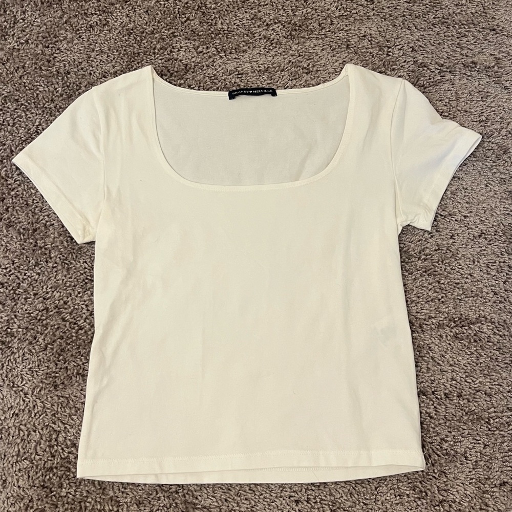 {Brandy Melville} White Short Sleeve T-Shirt